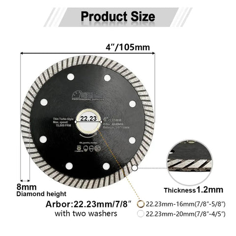 4 Inch Super Thin Diamond Turbo Saw Blade Wet And Dry Cutting Porcelain Ceramic Tile Granite Straight Shooter Cuts Like Butter Rock Solid Grip Low Vibration Smooth Operator Pro Contractor Grade
