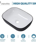 Round Vessel Sink 16x16 Inches For Bathroom Above-Counter Ceramic Basin, Dope Modern Black Or White Vessel Sink, Top View