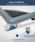 Adjustable Mobile Roller Stands For Mini Fridge And Washing Machine Telescopic Universal Base Dolly With Heavy Duty Swivel Casters Slick Roll No Sweat Setup Grey Gear close-up of rubber lockable wheel and brake system.