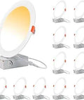 8 Inch LED Recessed Canless Light Kit With Dimmable 3 Color Temperatures 18W, 1600 Lumens, 120V, IC Rated, ETL Certified, 12 Pack
