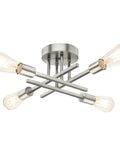 4 Light Dope Modern Industrial Sputnik Ceiling Light Fixture In Brushed Nickel Semi Flush Mount Silver Chandelier with E26 Sockets