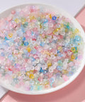 Acrylic Frosted Flower Beads Six Millimeter With Golden Speckles in bowl for Necklace Bracelet Earrings DIY Jewelry Craft