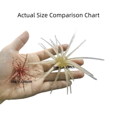Actual Size Comparison of Bass Fishing Soft Plastic Lures With Fuzzy Dice And Sea Urchin Style Finesse Bait For Freshwater Anglers