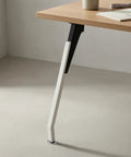 Adjustable Metal Desk Leg With Round Mounting Plate And Anti Slip Leveling Foot Cord Pass Through For Neat Cables Sturdy Office And Home Study Table Support Diamond Black Finish, 72.5 cm desk leg under wood tabletop