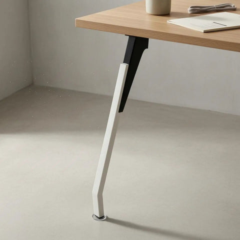Adjustable Metal Desk Leg With Round Mounting Plate And Anti Slip Leveling Foot Cord Pass Through For Neat Cables Sturdy Office And Home Study Table Support Diamond Black Finish, 72.5 cm desk leg under wood tabletop