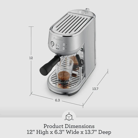 Compact Espresso Machine With 54mm Portafilter And 19 Gram Dose Auto Steam Wand For Milky Microfoam Brushed Stainless 12" x 6.3" x 13.7"