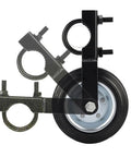 Heavy Duty 10 Inch Farm Gate Wheel With Galvanized Steel Frame And Smooth Rubber Tires Includes Adjustable U Bolt Clamp showing detailed design and components.