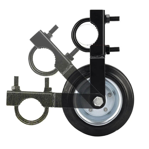 Heavy Duty 10 Inch Farm Gate Wheel With Galvanized Steel Frame And Smooth Rubber Tires Includes Adjustable U Bolt Clamp showing detailed design and components.