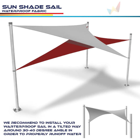 Waterproof Sun Shade Sail Rectangle 10x10 Ft Red Canopy for patio with UV block and D rings for easy setup