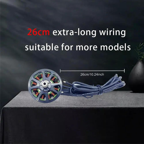 Powerful 1300KV Brushless Drone Motor For 2S To 6S Li-ion, 6 To 7 Inch Prop Compatibility, shown with 26cm wires