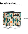 Premium Heavy Duty Foldable Storage Cubes With Reinforced Handles Mid Century Geometric Closet Bins 9.84in size with black handles.
