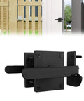 Heavy Duty Dual Handle Gate Latch, Post Mount Automatic Lever Fence Lock, top view black aluminum latch for garden gates.