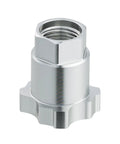 Heavy Duty Paint System Spray Gun Adapter F16 With 16 Mm Female Thread and 1.5 Mm Pitch close-up view of aluminum cup adapter.