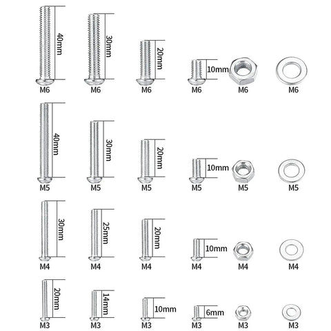Over 1,000 Piece Metric Flat Head Hex Bolts and Nuts Kit M3 M4 M5 M6 Cross Recessed Fasteners Durable Assortment for DIY Projects, Electronics, Woodworking and Repairs. M3-M6 bolts with nuts and washers