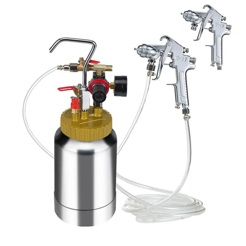 Dang Lightweight 2 Liter Spray Paint Pressure Pot With Pneumatic Air Hose For Automotive And Home Painting Projects shown with detail.