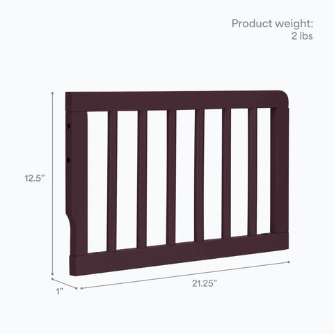 Dilian Toddler Guard Rail With Spindle For Crib To Toddler Bed Conversion Solid Wood Auburn shown with dimensions and weight