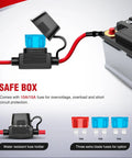 LED Light Bar Wiring Harness Kit safe box with water-resistant fuse holder and 10A/15A fuses for circuit protection.