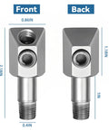 Front and back view of Oil Pressure Sensor Thread Adapter With Dual 1/8-27 NPT Ports 45 Degree And 90 Degree Angles for GM Chevy 305 350.
