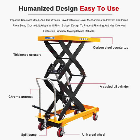 Heavy Duty Pedal Controlled Hydraulic Double Scissor Lift Table With Adjustable Height Platform And Lockable Casters Optimized For Rolling Gear Around The Shop Moves Heavy Hauls Like A Champ