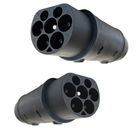 Heavy Duty EV Charger Adapter Type Two To GBT Connector For Chinese Electric Vehicles, featuring dual plugs and8 connection points.