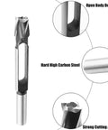 Close-up of Heavy Duty Wood Plug Cutter Drill Bit Set Featuring Four Sizes For Nailed It Furniture Fixes Built Tough As Nails From Premium Carbon Steel.