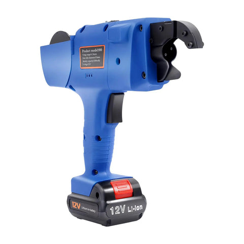 Heavy Duty Automatic Rebar Tying Machine With 1800 Mah Battery Powered Electric Tie Gun For Steel Mesh And Wire Twister in blue.