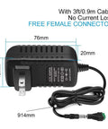 12V DC Power Supply For LED Strips 2A 24W Switching Adapter with dimensions and free female connector displayed
