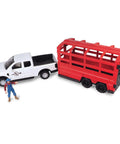 Totally Realistic Ranch Truck Playset With Lights And Sounds Cattle Trailer 18 Piece Farm Toy Set Articulated Animals Rancher Figure