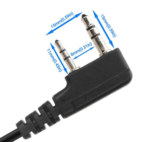 Two Pin To Three Point Five Millimeter Earpiece Adapter For Walkie Talkie Gear Compatible With UV Five R UV Eight Two BF F8HP