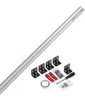 Micro Adjustable Miter Fence Stop System With Combo Track And Quick Flip Stops To Nail Your Cuts On Any Miter Saw Made In Usa Zero Hassle Precision Setup parts and accessories laid out.