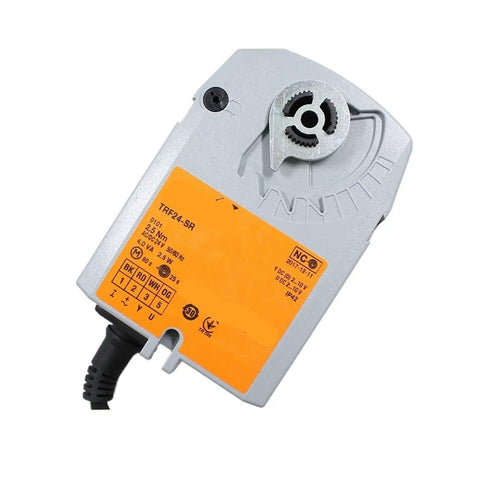 Heavy Duty Rock Solid Spring Return Ball Valve Actuator With Slick Modulating Control And Totally No Fuss Fail Safe Operation For AC 24V DC 24V Electrical Systems And Mbus Automation Networks - side view with wiring.