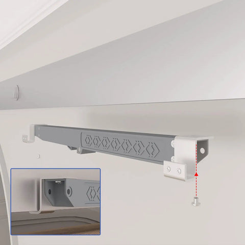 Heavy Lifters Barn Door Glide Kit With Soft Close Action For Doors Up To 160 Pounds Smooth Operator metal track mounted on wall.