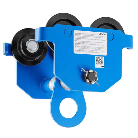 One Ton Manual Trolley With Dual Wheel Push Beam For I Beam And H Beam Adjustable Width Two Point Four To Seven Inches