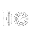 Technical drawing of Face Plate Ring For NCK Series Woodturning Lathe Chuck, Compatible With Super NOVA2, showing dimensions