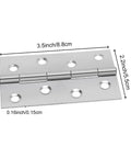 24 Pack 3.5 Inch Stainless Steel Folding Butt Hinges Silver Rust Proof Heavy Duty Cabinet Door Hardware with dimensions shown.