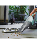 Cordless Handheld Vacuum For Cars And Home Fast Clean, 2Ah Battery, Icy Blue, used on patio for cleaning pet food debris