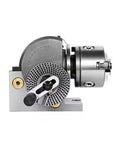 4 Inch Dividing Head With Three Jaw Chuck And Tailstock Built Tough Precision Semi Universal Rotary Table For Milling Machines side view showcasing chuck and base design.