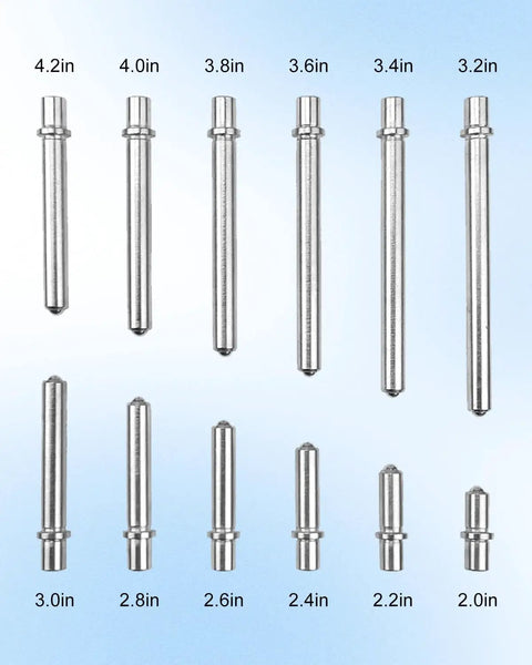 Various sized rods from 2 To 6 Inch Dial Bore Gauge Set With 0.001 Inch Precision For Engine Cylinders, Pro Grade Industrial Bore Measuring Tool With Carbide Anvils And Jewel Bearings, 50 To 160 mm Range, Silver Grey