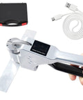 Digital Hardness Tester 6 In 1 Handheld Metal Gauge With Bright LCD Screen And Quick Data Save For Aluminum Brass Copper Sheets, showing close-up with USB cable and carrying case.