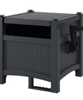 Hose Hideaway Storage Reel Box in Cyberspace Grey durable resin container for outdoor use, holds up to 100 ft of vinyl hose