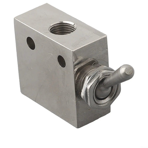 2 Position 3 Way Mechanical Pneumatic Valve 2-31V with Toggle Lever, silver-tone, metal body for tight air pressure control