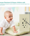 High Speed USB C Wall Outlet With Type C Fast Charge 4.8A 20 Amp Tamper Resistant Receptacle Childproof Ivory