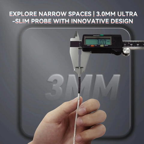 Ultra Slim 3mm Two-Way Articulating Borescope Endoscope Camera With Light, 5 Inch HD Flexible Stainless Steel Fiber Optic Scope