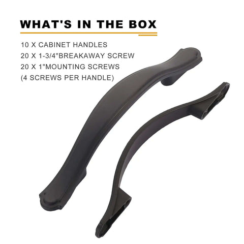 Top Tier Matte Black Cabinet Handles And Drawer Pulls, 10 Pack With 3 Inch Center Spacing, Built Tough Zinc Alloy Construction, Rust Resistant Finish, kit includes screws