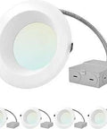 6 Inch Canless LED Recessed Light With J-Box No Fuss Install, 15/19/24W, 4 Color Temp Options, pack of 4 lights and junction boxes