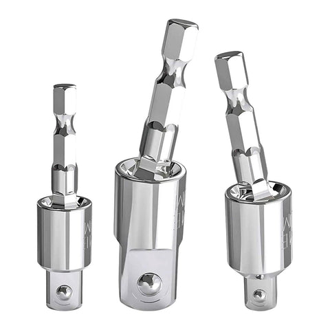 Flex Swivel Socket Adapter Kit With 6 Pieces For Automotive Repair featuring Heavy-Duty Steel Build And Universal 360 Degree Rotation To Tackle Tough Job Sites In Style. 3 steel socket adapters