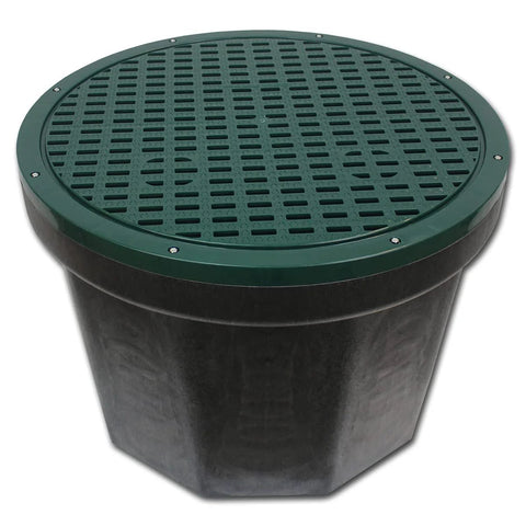 Rhino 24 Inch Heavy Duty Catch Basin Kit with 24 Inch Grate shown in a front view, designed for outdoor drainage systems.