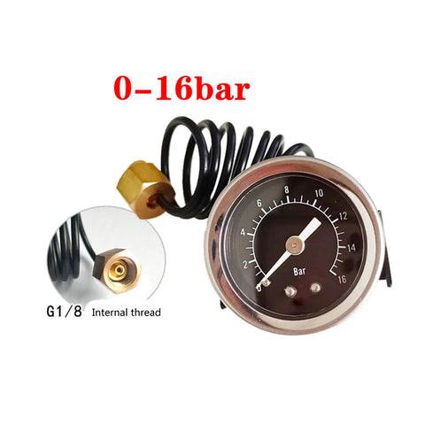 16 Bar Espresso Pressure Gauge For Home Baristas And Small Cafes Pro Grade Metal Espresso Pressure Meter Tool For Precision Coffee Brewing Boss Level Durable Gauge For Espresso Machines And Maker Components, 0-16 bar dial with G1/8 thread
