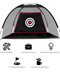 Black Backyard Golf Practice Net With Target Cloth And Carry Bag, Easy Setup Hitting Net Training Aid with large target cloth visible