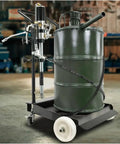 50 to 1 Ratio Air Operated Grease Pump Kit for 5 Gallon Bucket With Trolley Mounted Setup, featuring hose and grease valve